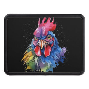 Cache Pour Crochet De Remorquage Style d'aquarelle de poulet du coq du pays