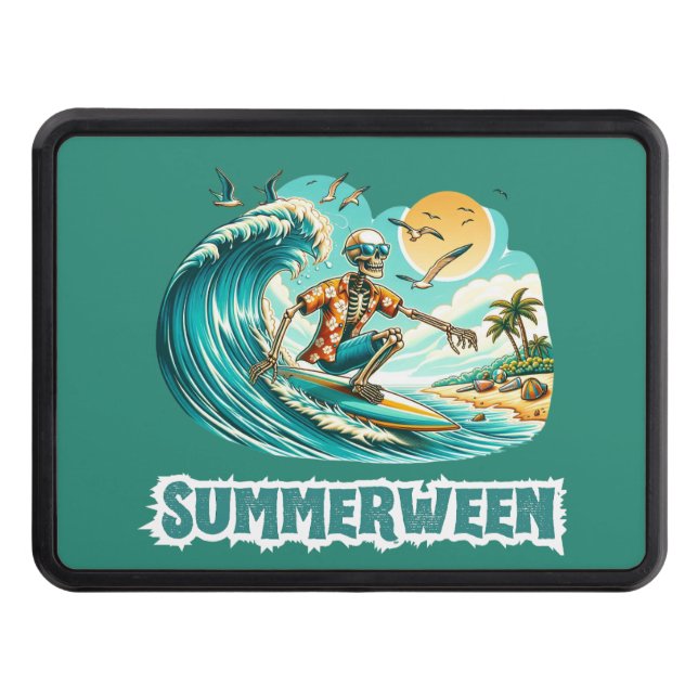 Cache Pour Crochet De Remorquage Surf Skeleton Summerween Beach Vibes (Devant)
