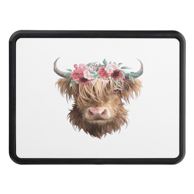 Cache Pour Crochet De Remorquage T-shirt classique Peinture de vache Highland (Devant)