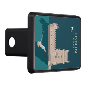 Cache Pour Crochet De Remorquage Tour de Belem de Lisbonne dans le style poster vin