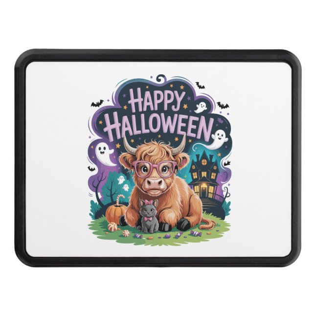 Cache Pour Crochet De Remorquage Vache écossaise mignonne d'Halloween (2) (Devant)