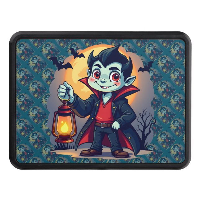 Cache Pour Crochet De Remorquage Vampire mignon avec Lantern Kawaii Halloween (Devant)