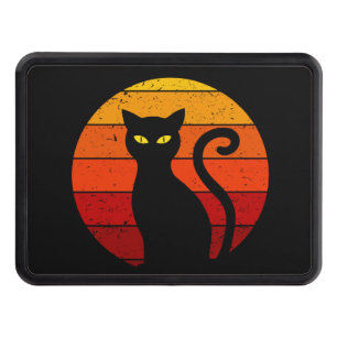 Cache Pour Crochet De Remorquage Vintage Retro Sunset Halloween Chat Noir I