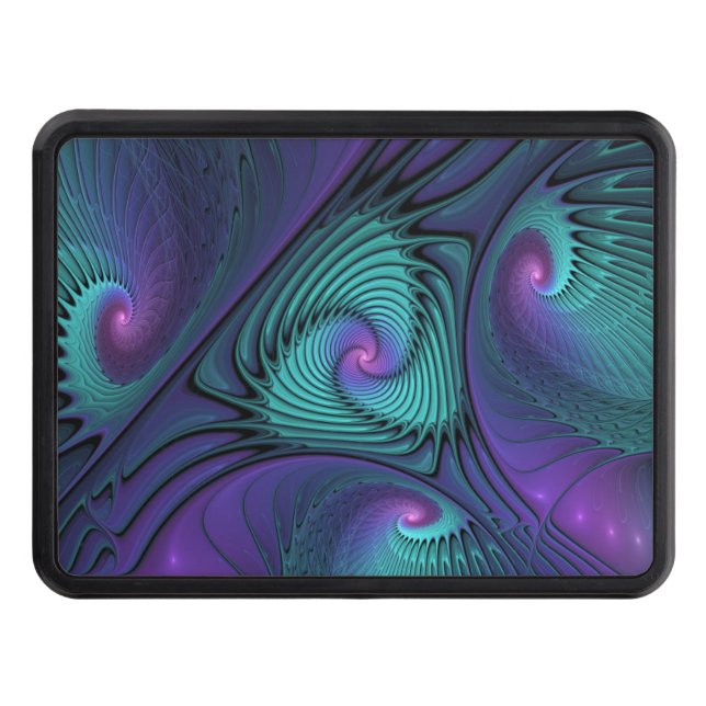 Cache Pour Crochet De Remorquage Violet Rencontre Turquoise Moderne Art Fractal Abs (Devant)