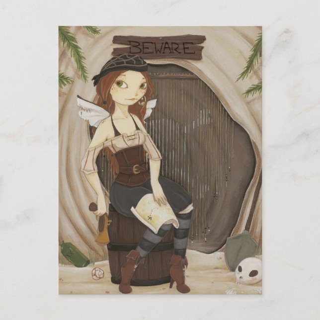 Cacher loin - Carte postale de pirate fée (Devant)