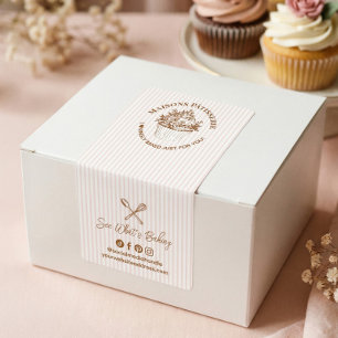 Cachet de boulangerie Merci Cupcake floral à rayur