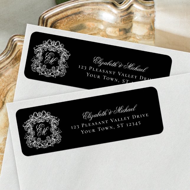 Cachet de monogramme noir Adresse de retour de mar (Créateur téléchargé)