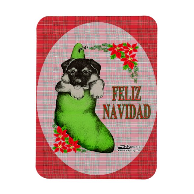 Cachorrito Feliz Navidad Magnet (Vertical)