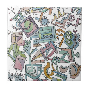 Cacophony-Whimsical Abstract Geometric Art Tile