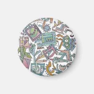 Cacophony-Whimsical Abstract Geometric Watercolor Magnet