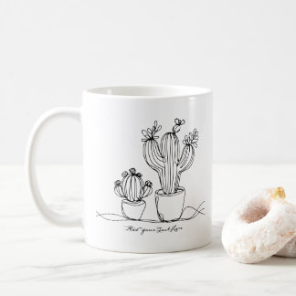 Cacti Abstract Line Art with Personalized Text Coffee Mug
