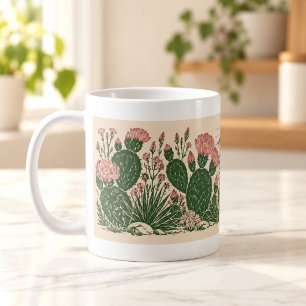 Cacti After Rain Linocut Botanical Mug