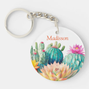 Cacti And Succulent With Name Keychain