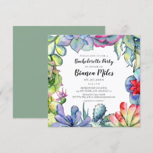 Cacti and succulents watercolor Bachelorette Party Invitation