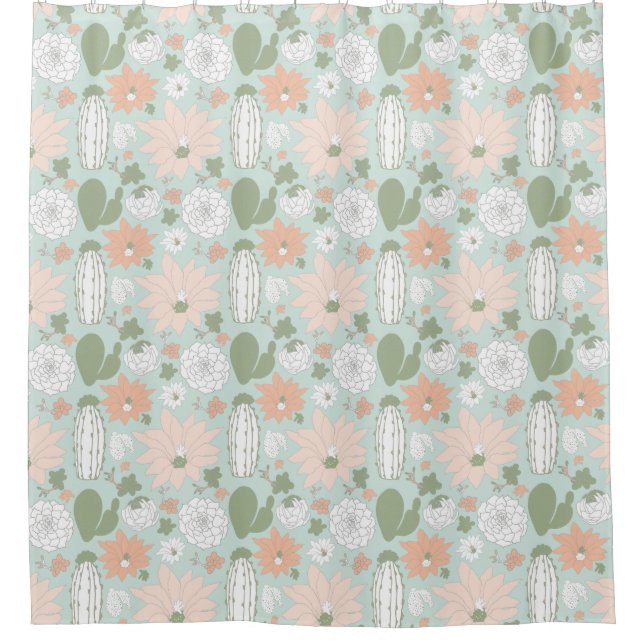 Cacti Cactus Peach Green Succulents Floral Print (Front)