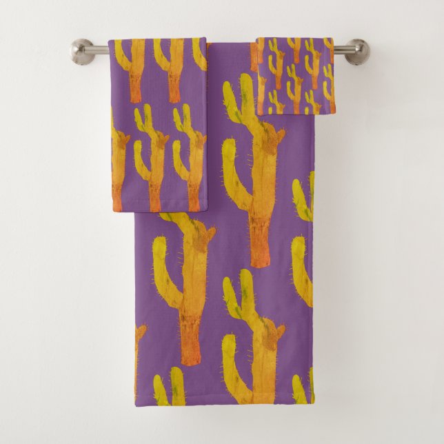 Cacti Cactus Plants  Bath Towel Set (Insitu)