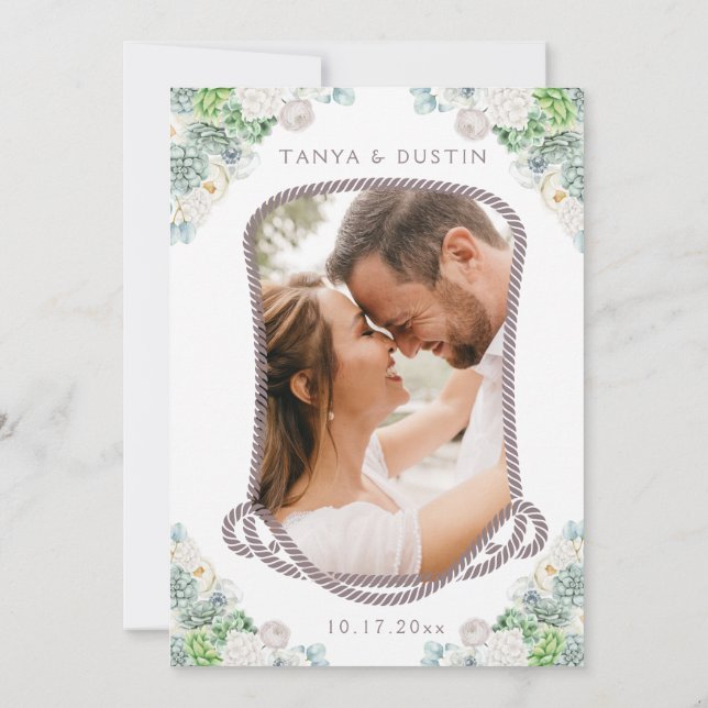 Cacti Floral Western Rustic Skull Save The Date In Invitation (Back)