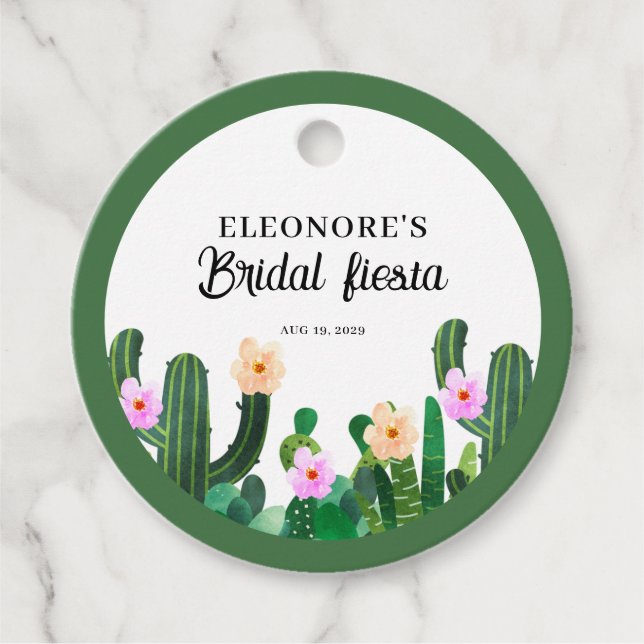 Cacti flowers  Bridal Fiesta  Favour Tags (Front)