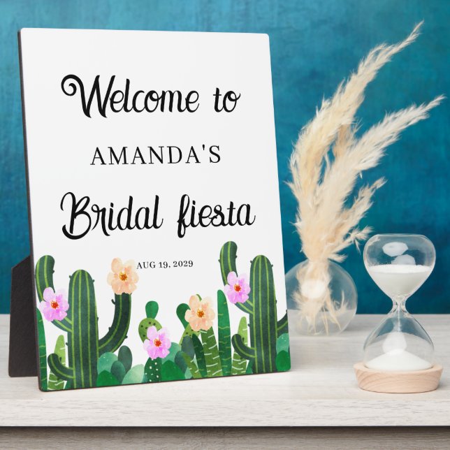 Cacti flowers  Bridal Fiesta Welcome Plaque (Side)