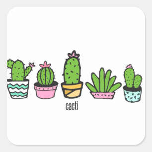 cacti grouping square sticker