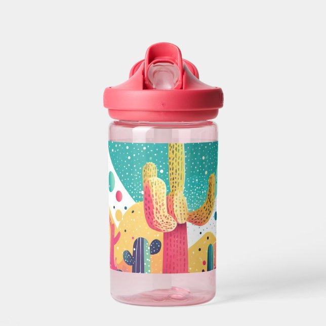 Cacti in vibrant colours water bottle (Front)