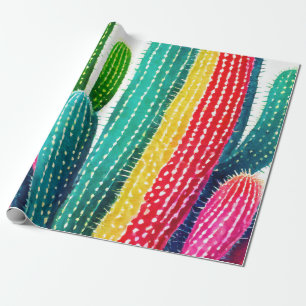 Cacti in vibrant colours wrapping paper