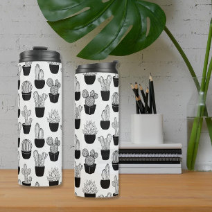 Cacti Line Art Pattern Thermal Tumbler