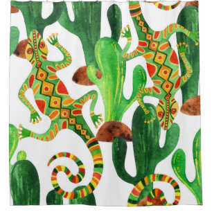 Cacti Lizards Watercolor Print