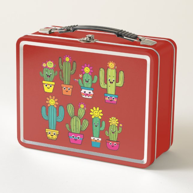 Cacti lovers cute ones metal lunch box (Front)
