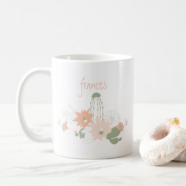 Cacti Name Floral Succulents Name Coffee Mug (With Donut)