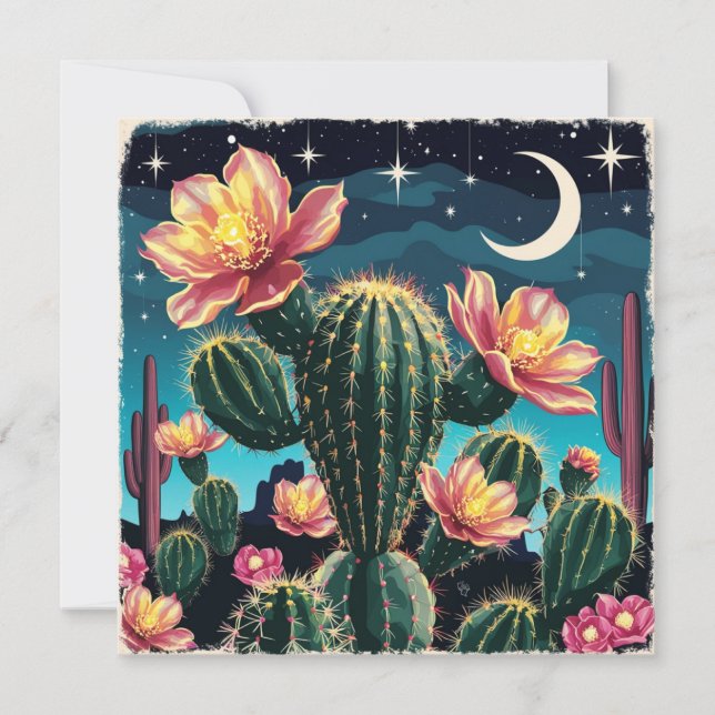 Cacti night time gift invitation (Front)