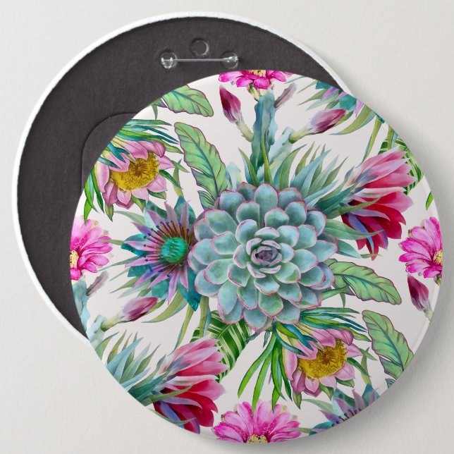 Cacti Pattern 6 Inch Round Button (Front & Back)