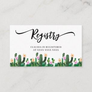 Cacti Registry Bridal Shower Enclosure Card