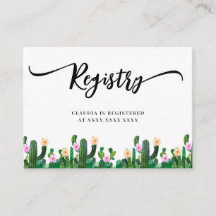 Cacti Registry Bridal Shower Enclosure Card