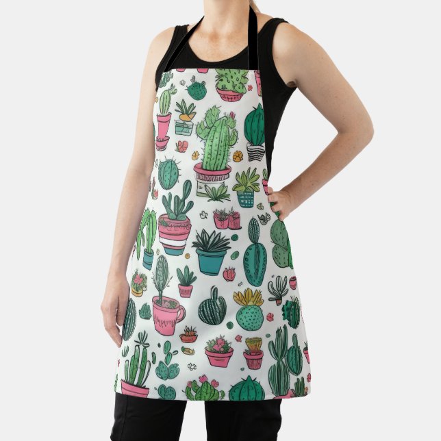 Cacti Succulent Pattern Apron (Insitu)