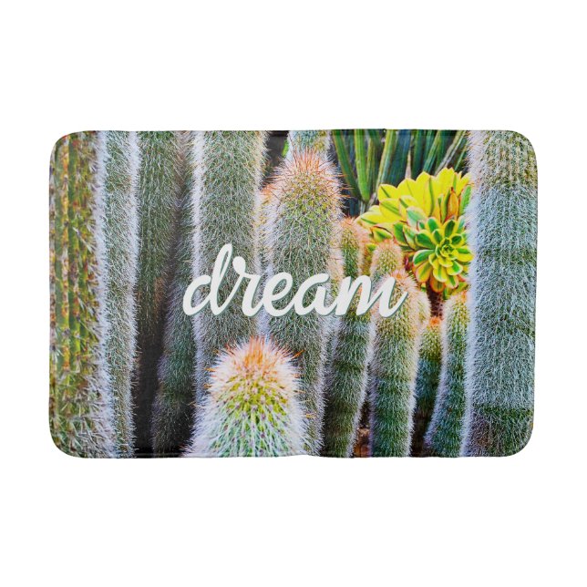 Cacti succulent photography dream quote script bath mat (Front)