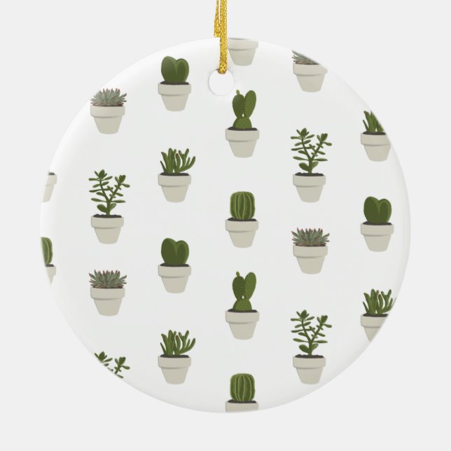 Cacti & Succulent – White Ceramic Ornament (Back)
