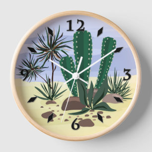 Cacti, succulents . clock