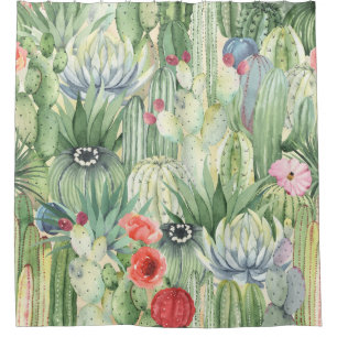 Cacti, succulents: floral watercolor print.