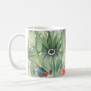 Cacti, succulents: floral watercolor print. coffee mug