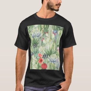Cacti, succulents: floral watercolor print. T-Shirt