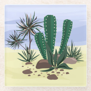 Cacti, succulents . glass coaster