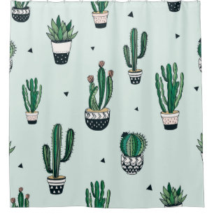 Cacti-succulents, hand-drawn seamless pattern.