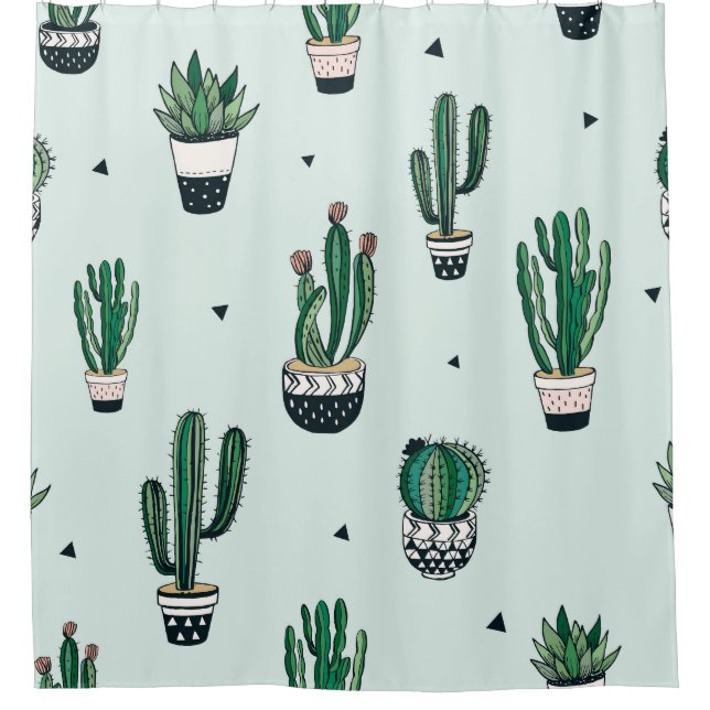 Cacti-succulents, hand-drawn seamless pattern. (Front)