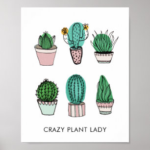 Cacti succulents illustration personalized poster