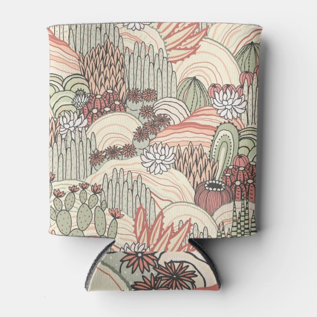 Cacti Succulents Outdoor Landscape Pattern Can Cooler (Front)