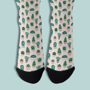 Cacti succulents potted plant pattern socks