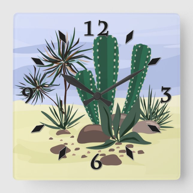 Cacti, succulents . square wall clock (Front)