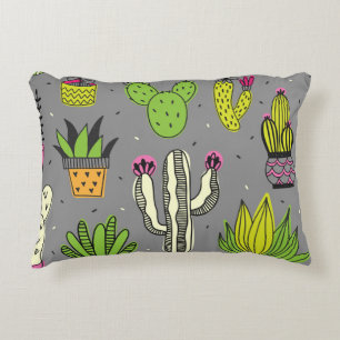 Cacti, succulents: tropical vintage background. accent pillow