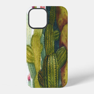 Cacti, succulents: vintage watercolor. iPhone 12 case